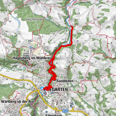 Von Pregarten an der Feldaist flussaufwärts