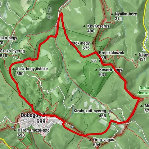 Dobogókő-Prédikálószék-Vadálló-kövek-Rám-szakadék-Dobogókő on GPSies.com