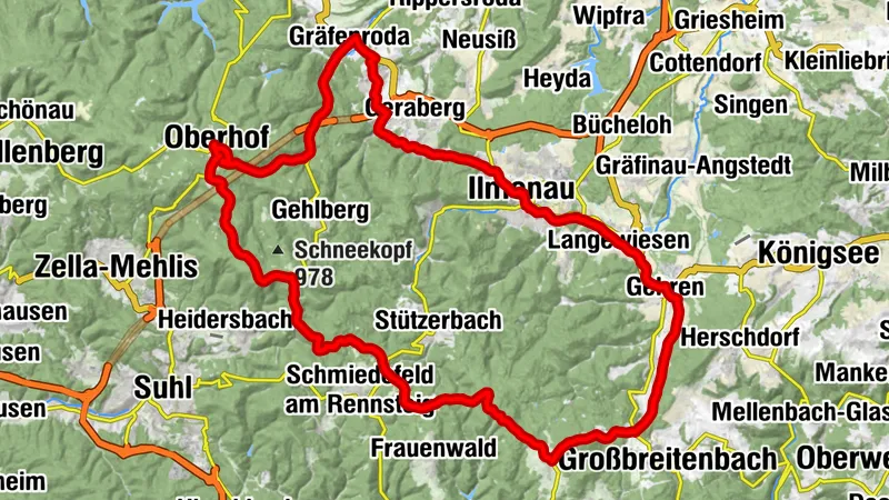 Road bike route - "From the Ilm to the Rennsteig" - Thuringian Forest