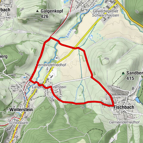 Panorama circular route "Inselsbergblick" in the Emsetal - Winterstein / Fischbach