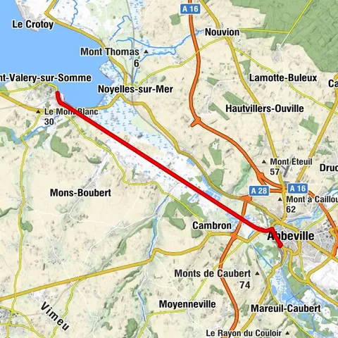 From Abbeville to Saint-Valery-sur-Somme in the Somme Valley