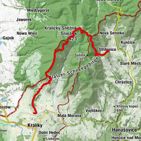 Králíky - Kralický Sněžník - Stříbrnice