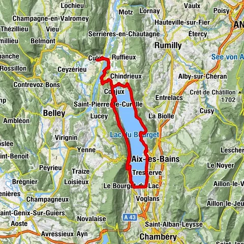 Road cycling route : Tour du lac du Bourget