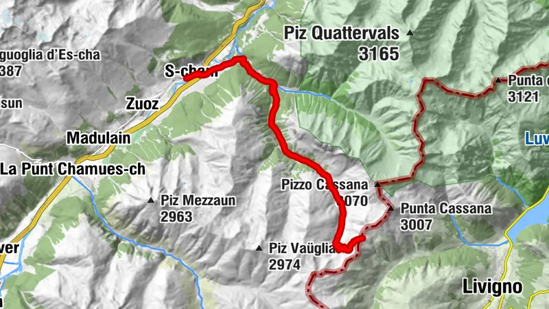 S-chanf - Pass Chaschauna - S-chanf (marked e-mountain bike route B)