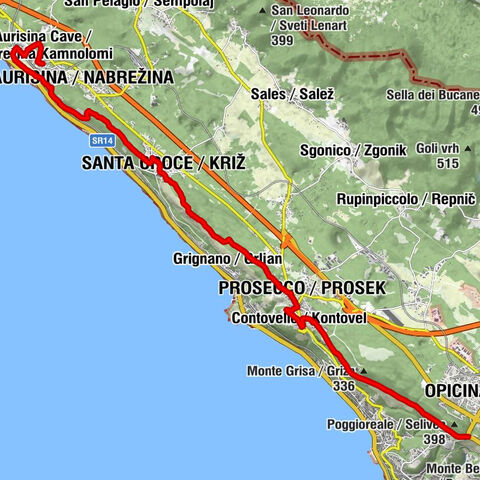 Dall’obelisco di Opicina ad Aurisina, lungo il ciglione carsico