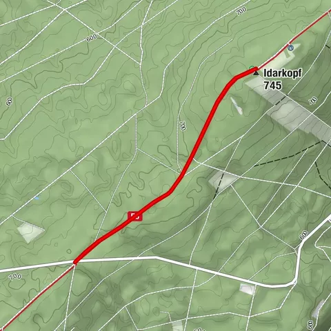 Walking route from the "Idarwald" hiking car park to the Idarkopf Tower