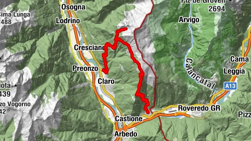 Pizzo di Claro region and Lake Canee