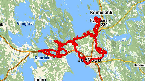 Joy of riding, the best parts of Joensuu region routes 184 km