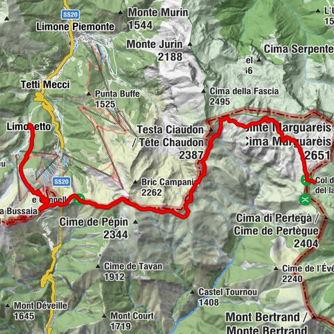 GTA Upper variant of Marguareis: Stage 68A Limonetto - Rifugio Don Barbera