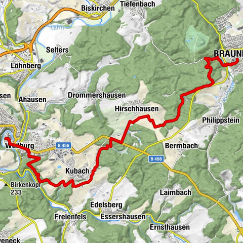 Lahnwanderweg 12th stage Braunfels – Weilburg