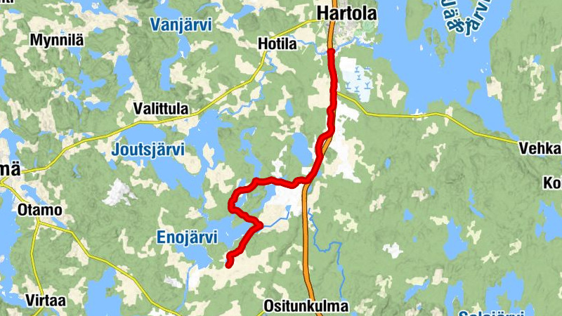 Hartola - Krouvin stage cycling route