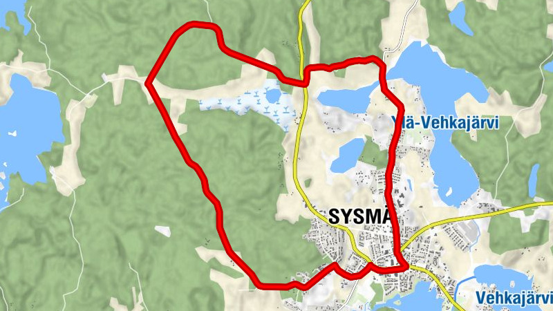 Recreational cycling route Sysmä - Pärnistö - Järvenpääntie - Sysmä