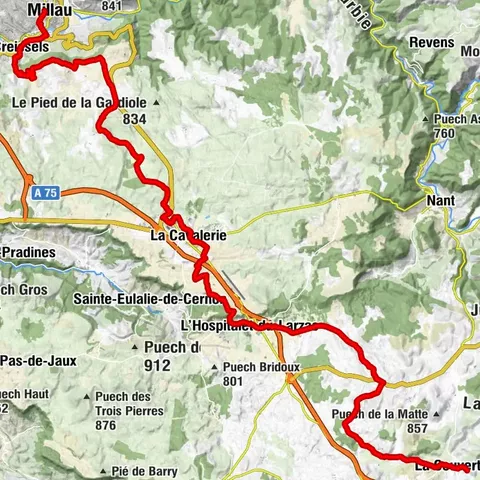 DU LARZAC A LA MEDITERRANEE A VTT SUR LA GTMC: MILLAU - LA COUVERTOIRADE