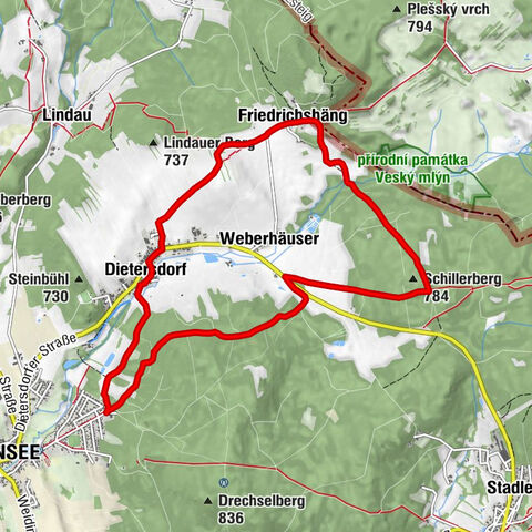 Schönsee - Schillerberg - Grenzwirtshaus Gerstmeier - Gradelhöhe