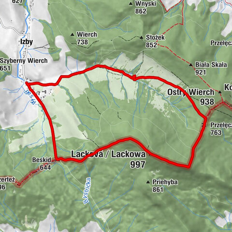 Izby - Przełęcz Pułaskiego - Lacková / Lackowa - Beskid