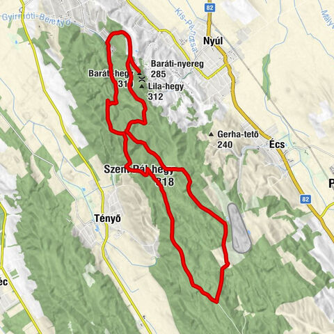 Győrújbarát - Nyúli-hegy - Szent Pál-hegy - Tényő
