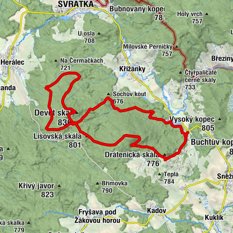 Samotín - Lisovská skála - Devět skal - Milovy