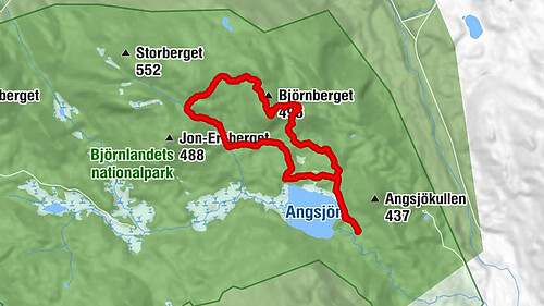 Björnlandet Nationalpark Entré Angsjö - Björnbergets utkiksplats - Björnberget