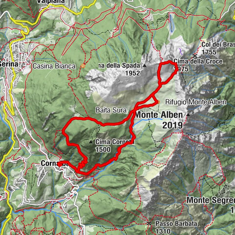 Cornalba - Baita Sura - Rifugio Monte Alben - Cima della Croce