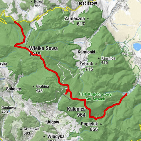 Przełęcz Walimska - Wielka Sowa - Kalenica - Jugów