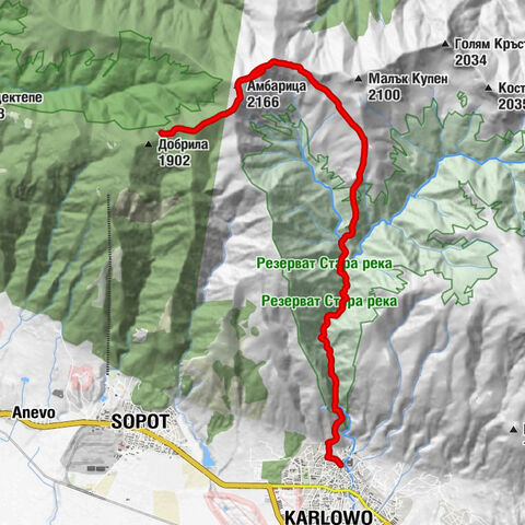Карлово - Малка Амбарица - Амбарица - Хижа Добрила