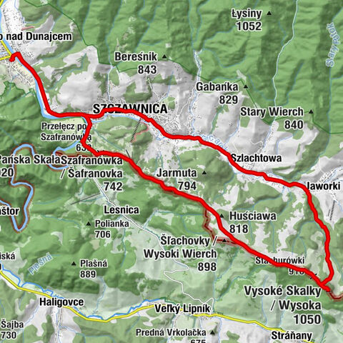 Pod Ociemne - Vysoké Skalky / Wysoka - Borsuczyny - Durbaszka