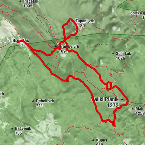 Brgudac - Brajkov vrh - Županj vrh - Veliki Planik