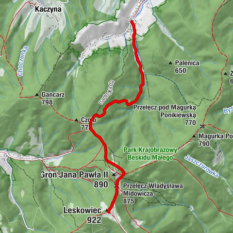 Rzyckowo - Schronisko PTTK Leskowiec - Leskowiec - Przełęcz Władysława Midowicza