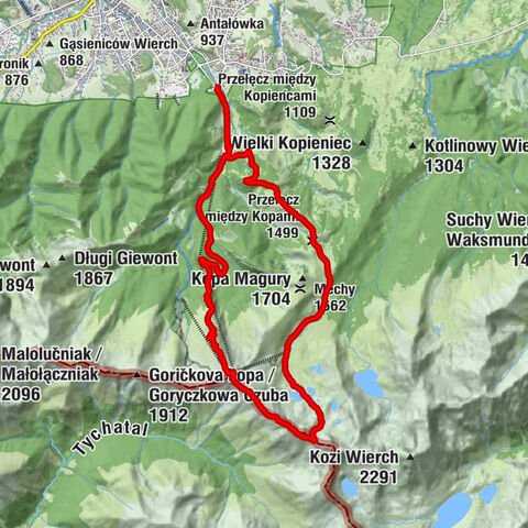 Zakopane - Myślenickie Turnie - Beskid / Beskyd - Bystre Dolne