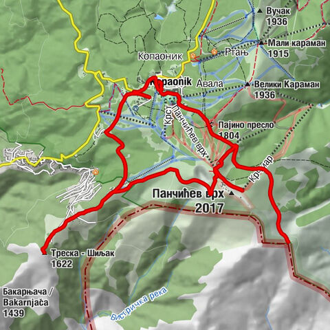 Копаоник - Панчићев врх - Суво рудиште - Треска - Шиљак