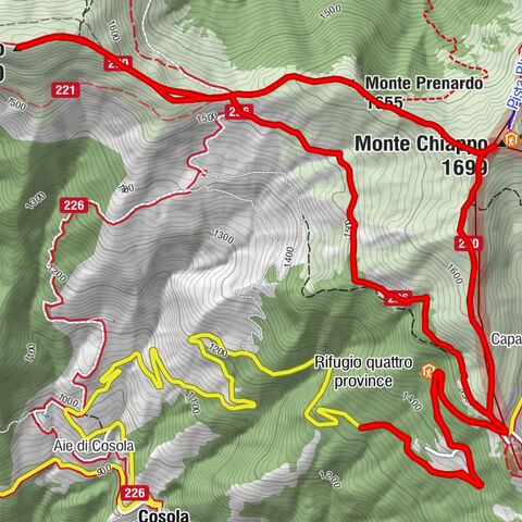 Rifugio quattro province - Monte Chiappo - Monte Prenardo - Monte Ebro