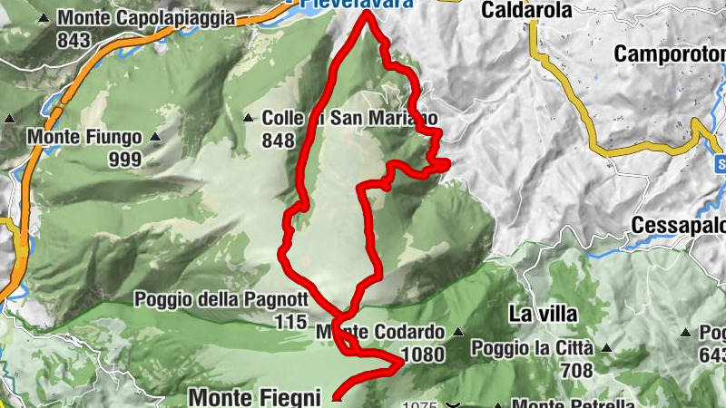 Pievefavera - Poggio della Pagnotta - Monte Fiegni - Picciolo di Rame