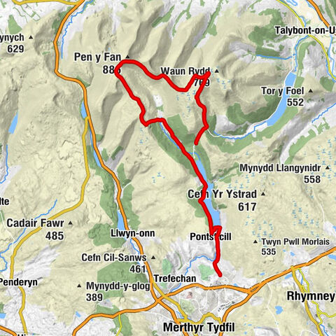 Torpantau - Craig-Gwaun-Taf - Cefn Cul - Merthyr Tydfil