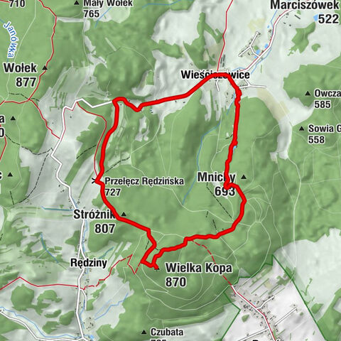Wieściszowice - Wielka Kopa - Stróżnik - Przełęcz Rędzińska