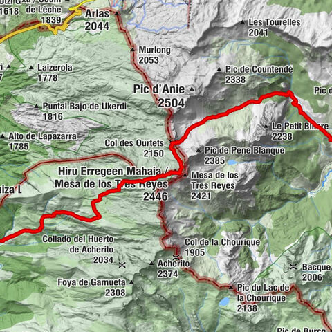 Lescun - Col des Ourtets - Hiru Erregeen Mahaia / Mesa de los Tres Reyes - Refugio de Linza