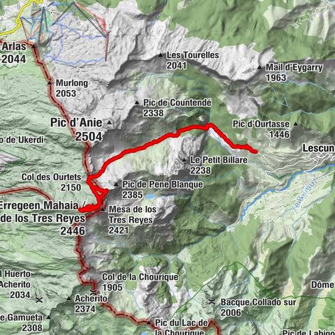Lescun - Col des Ourtets - Pic du Col de Lhurs - Hiru Erregeen Mahaia / Mesa de los Tres Reyes