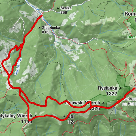 Skałka - Redykalny Wierch - Boraczy Wierch - Schronisko PTTK na Hali Lipowskiej