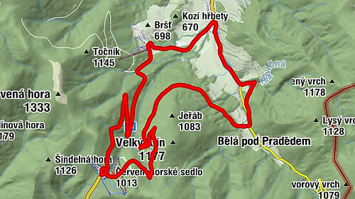Penzion Povodí - U Pošťáka - Francouzská brána - Červenohorské sedlo