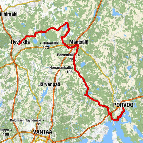 Hyvinkää - Horsmankallio - Pornaisten kirkko - Porvoo