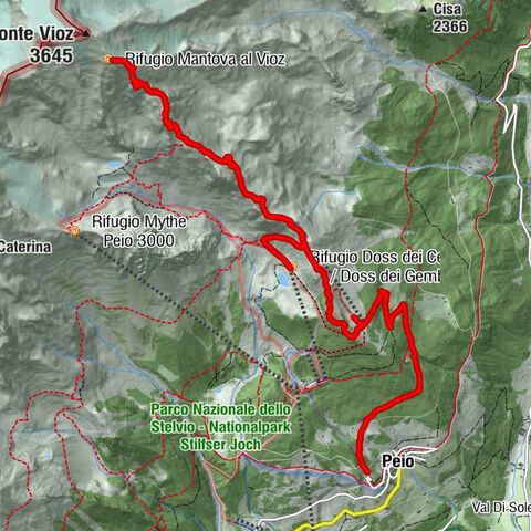 Peio - Rifugio Mantova al Vioz - Brik - Rifugio Doss dei Cembri / Doss dei Gembri