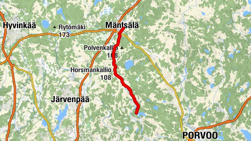 Mäntsälä - Horsmankallio - Pornaisten kirkko - Kotojärvi