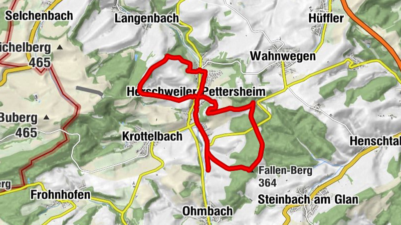 Herschweiler-Pettersheim - Zum Hirschen - Fallen-Berg - Steinbach am Glan