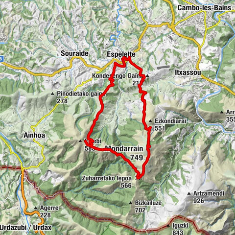 Espelette - Mondarrain - Soporro - Hirukurutzeta