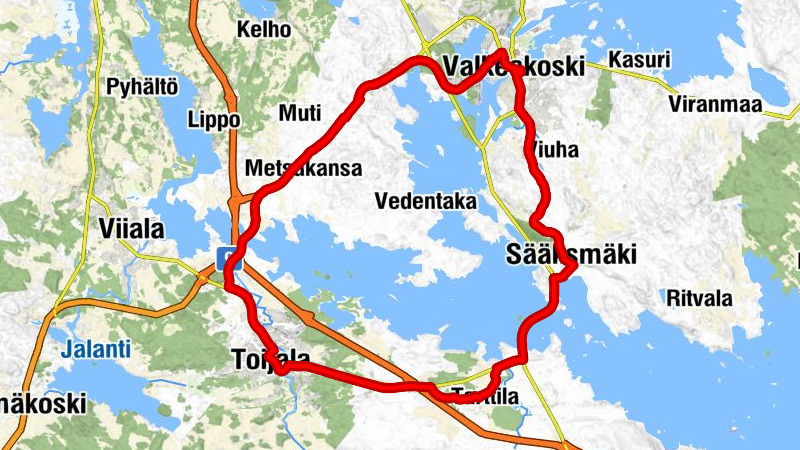 Valkeakoski - Kärjenniemi - Toijala - Sääksmäki