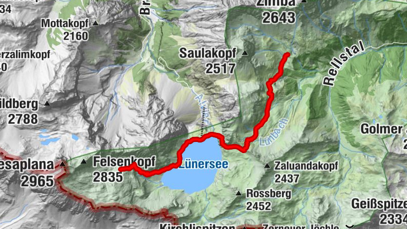 Heinrich-Hueter-Hütte - Douglasshütte - Lünerseebahn Bergstation - Totalphütte