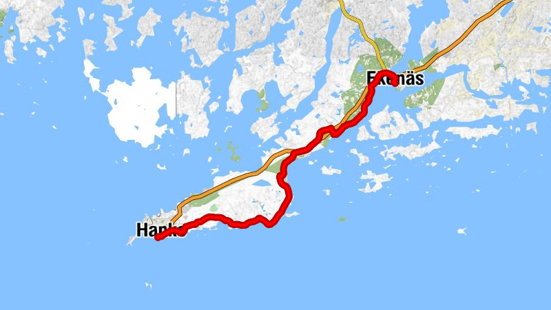 Ekenäs - Slottsbacken - Västerby - Hanko