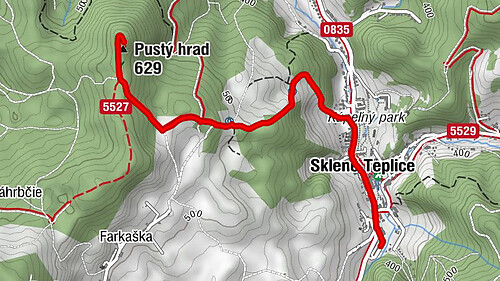 Sklené Teplice - U Borna - Centrum - Pustý hrad