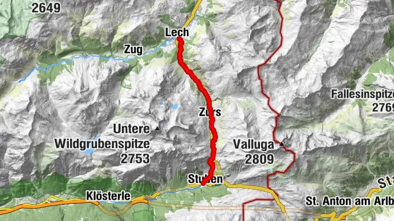 Arlberg Trail Stuben - Lech (leichte Alternative)
