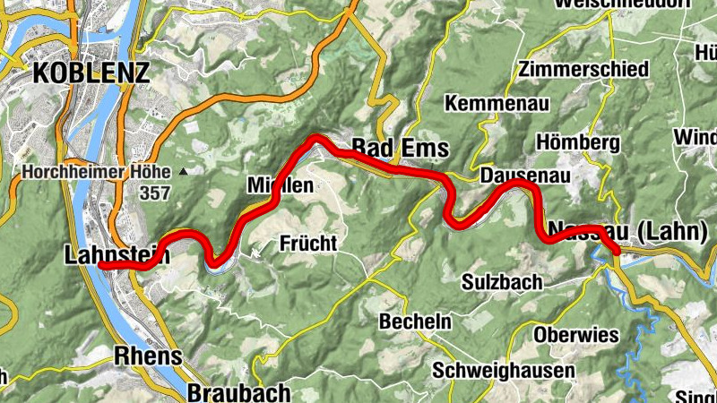 Canoe River Lahn 25th stage Nassau to Niederlahnstein-Kiesbank