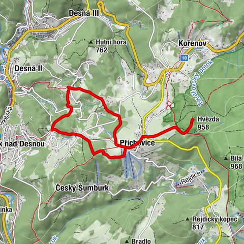 Šumburk nad Desnou - U Čápa - Hvězda - Příchovice u Kořenova